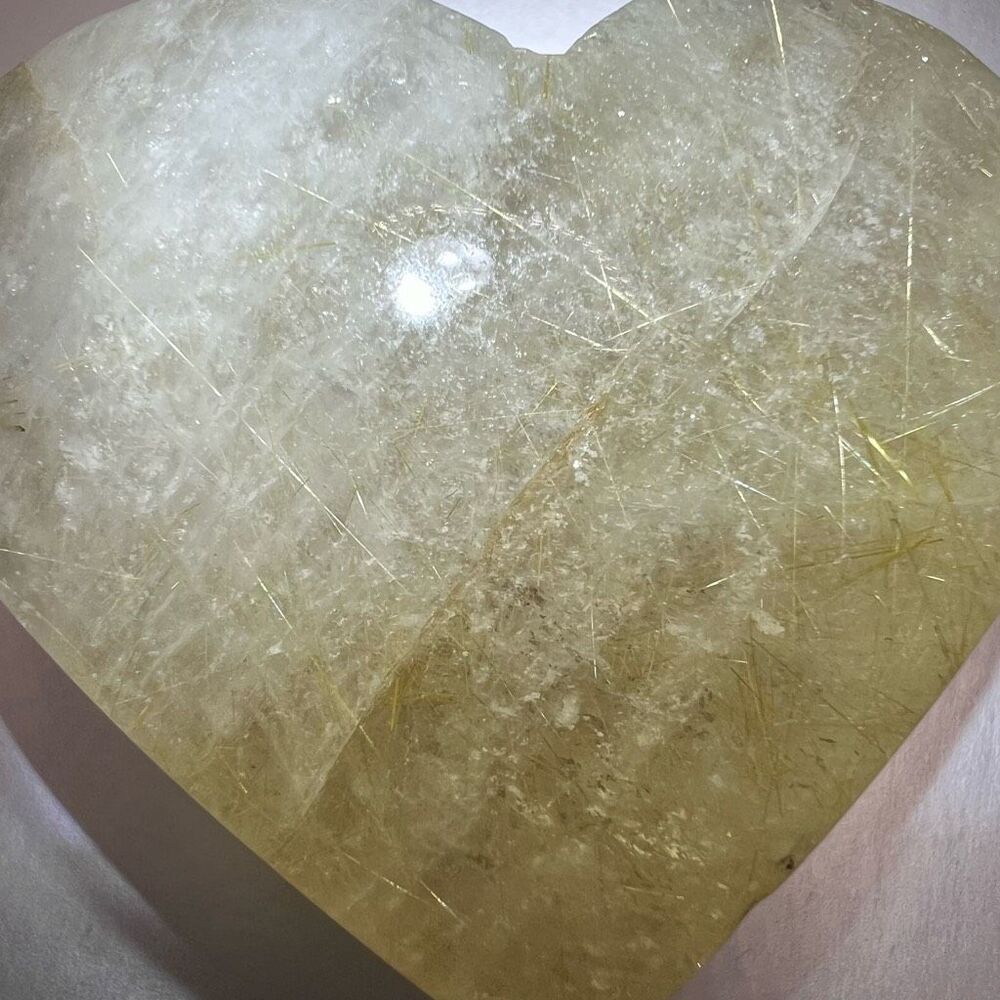 Golden Rutilated Clear Quartz‎ Heart (#3) - Picture 4 of 12